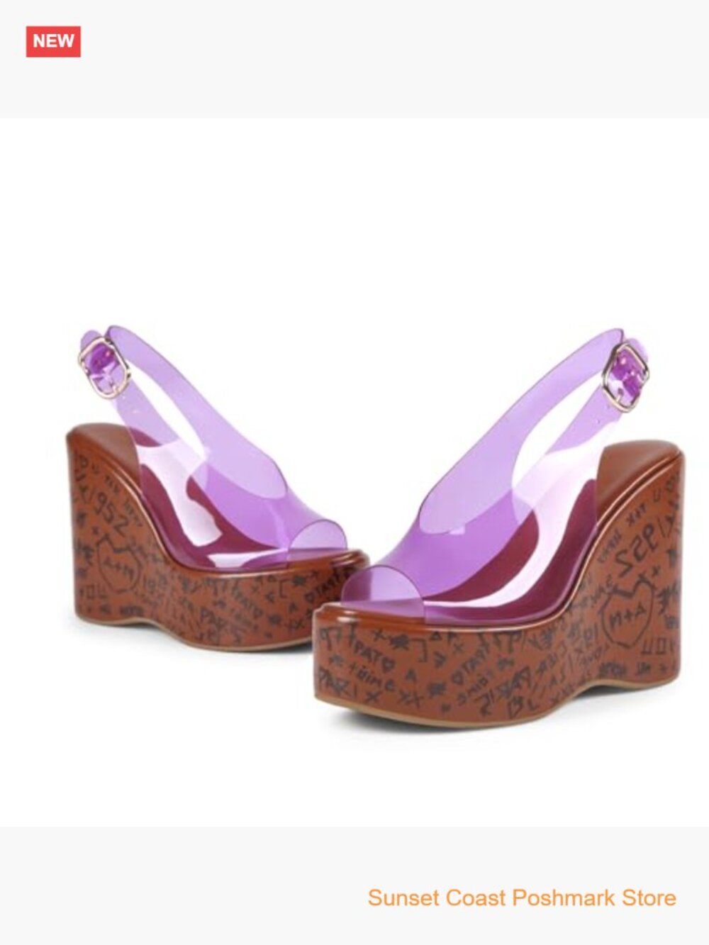 Jelly Wedge Platform Sandals Open Peep Toe High Heels Adjustable Ankle Buckle - Picture 6 of 7